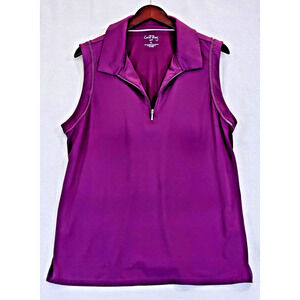 Coral Bay Golf Women's Sleeveless Top Tank 1/4 Zip Size XL Mesh Detail Purple